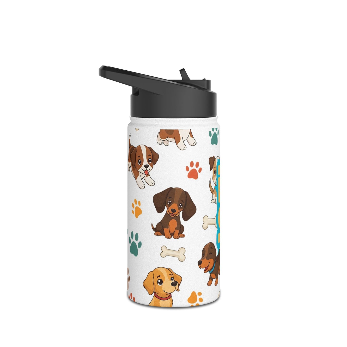 Pandarino Personalisierte Wasserflasche mit Hundemotiv, Personalisiertes Geschenk für Tierliebhaber, Trinkflasche für Kinder, Accessoire für Hundebesitzer, Süßes Tierdesign