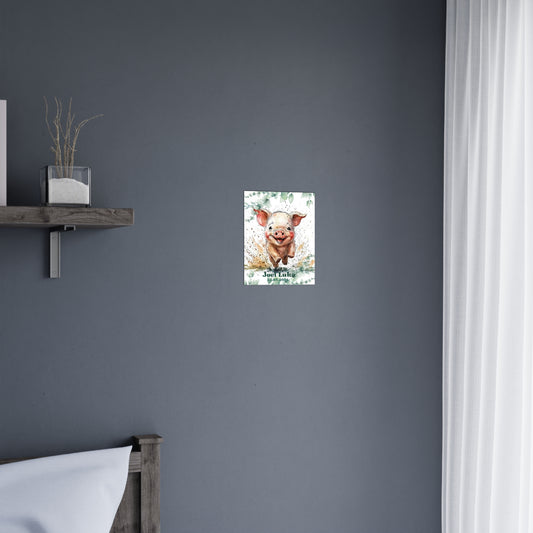 Pandarino Custom Pig Illustration Poster, Personalized Nursery Art, Kids Room Decor, Unique Baby Shower Gift, Whimsical Animal Print